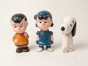Vintage 1960s/1970s Peanuts Ceramic Figurine Lot of 3 - Linus, Lucy, Snoopy Hand
